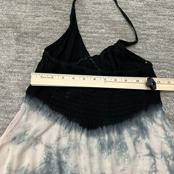 Vintage Dress Womens S Red Black Tie Dye Festival Boho Fairy Halter Y2K 90s - Picture 13 of 16